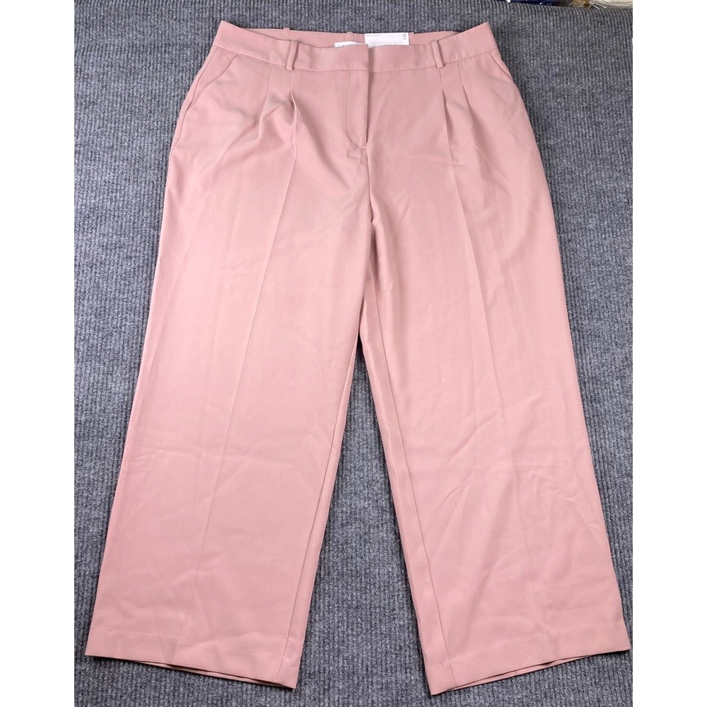 Liz Claiborne Pleated Trouser Women 18W Dark Rose Pink Wide Leg Career Office